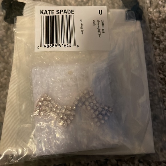 NWT Kate Spade Rose Gold Sparkling Bow Studs with dust bag - Picture 7 of 7